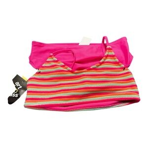 NWT Art Class Pink and Green Striped Bikini Set L (10/12)